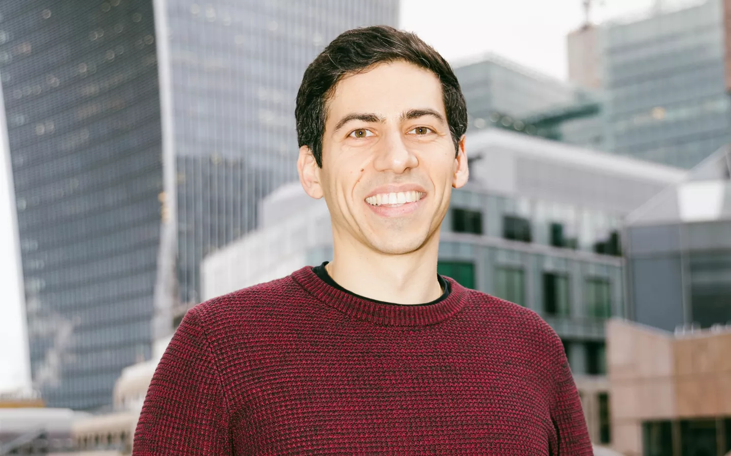coloured photograph of Charlie Robinson, MD Scaleup Finance. Back drop is the city of London